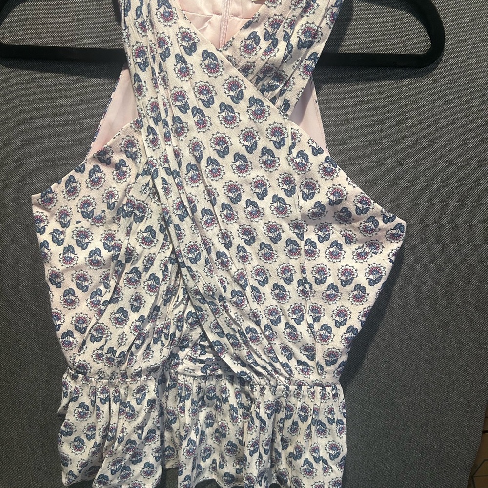 LOFT Blue and Pink Floral Blouse